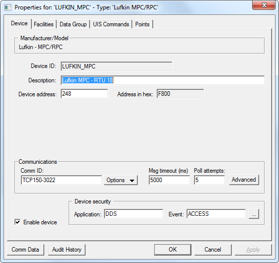 Lufkin MPC/RPC EIE – Device Page Lufkin MPC/RPC EIE – Device Page